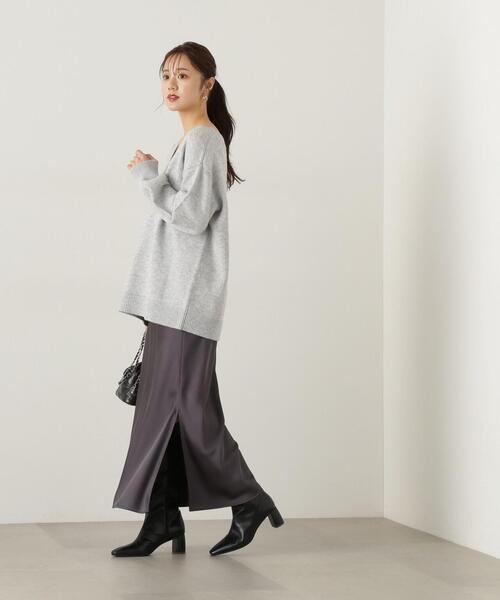 PROPORTION BODY DRESSING（プロポーションボディドレッシング）の「スリット入りサテンナロースカート / 1214220004（スカート・レディース・ダークグレー/ベージュ・SMALL/MEDIUM）」の4枚目の写真