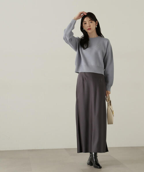 PROPORTION BODY DRESSING（プロポーションボディドレッシング）の「スリット入りサテンナロースカート / 1214220004（スカート・レディース・ダークグレー/ベージュ・SMALL/MEDIUM）」の6枚目の写真