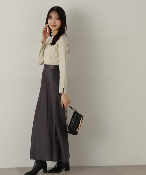 PROPORTION BODY DRESSING（プロポーションボディドレッシング）の「スリット入りサテンナロースカート / 1214220004（スカート・レディース・ダークグレー/ベージュ・SMALL/MEDIUM）」の10枚目の写真