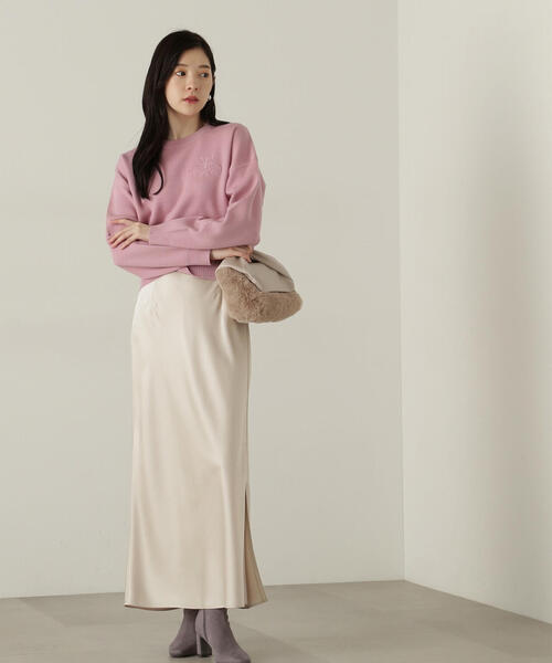 PROPORTION BODY DRESSING ナローサテンスカートアイボリー セール】スリット入りサテンナロースカート / 1214220004（スカート