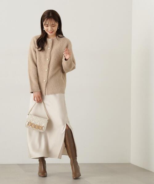 PROPORTION BODY DRESSING ナローサテンスカートアイボリー セール】スリット入りサテンナロースカート / 1214220004（スカート