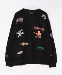 【THRASHER/スラッシャー】裏起毛バック刺繍 総柄プリントスウェットプルオーバー
