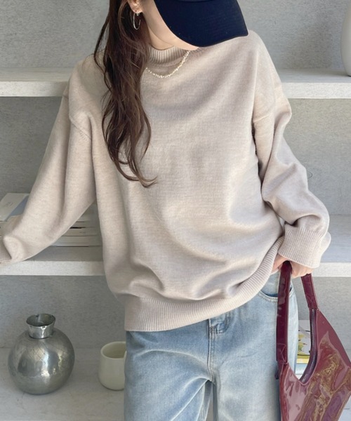 新品未使用24FW archivio キラキラロゴ入りピンクセーター 38号 Tiara ニット セーター ビッグカラーニット レディース