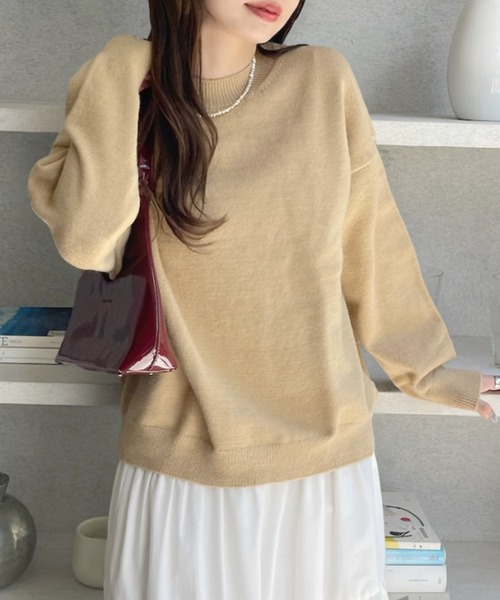 新品未使用24FW archivio キラキラロゴ入りピンクセーター 38号 セール】 総針Vネックニット（オフホワイト/グレー/ピンク