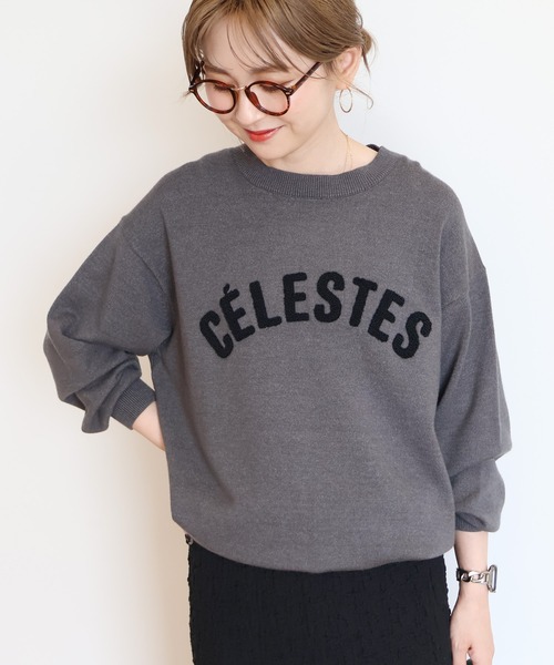 AMERICAN HOLIC(アメリカンホリック)の「バイパチCELESTESロゴニットプルオーバー(ニット/セーター・レディース・杢グレー/ネイビー・L/M)」の5枚目の写真