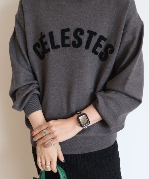 AMERICAN HOLIC(アメリカンホリック)の「バイパチCELESTESロゴニットプルオーバー(ニット/セーター・レディース・杢グレー/ネイビー・L/M)」の11枚目の写真