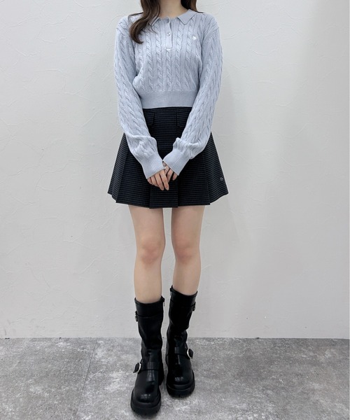 Heather(ヘザー)の「【POLO BCS(ポロ・ビーシーエス)】ケーブルポロニット 148967(ニット/セーター・レディース・ブルー/グレー/アイボリー・FREE)」の9枚目の写真