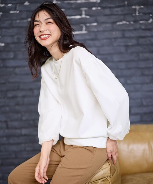 ANY(エニィ)の「チュールコンビダンボールプルオーバー(Tシャツ/カットソー・レディース・アイボリー系/ブラック系/ブルー系/ピンク系・F)」の2枚目の写真