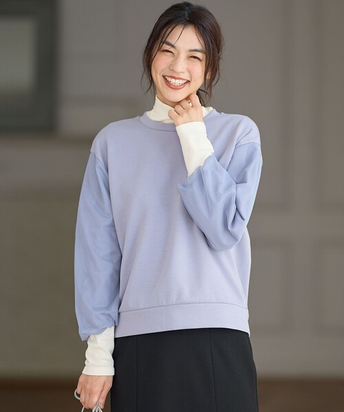 ANY(エニィ)の「チュールコンビダンボールプルオーバー(Tシャツ/カットソー・レディース・アイボリー系/ブラック系/ブルー系/ピンク系・F)」の3枚目の写真