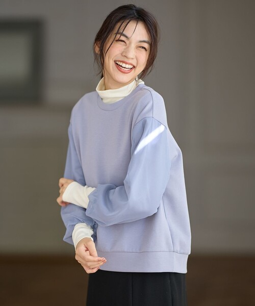 ANY(エニィ)の「チュールコンビダンボールプルオーバー(Tシャツ/カットソー・レディース・アイボリー系/ブラック系/ブルー系/ピンク系・F)」の6枚目の写真