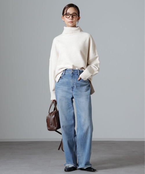 NANO universe(ナノユニバース)の「ウール混圧縮ニットタートルプルオーバー(ニット/セーター・レディース・パープル/ライトベージュ/チャコール・FREE)」の7枚目の写真