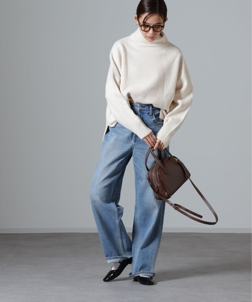 NANO universe(ナノユニバース)の「ウール混圧縮ニットタートルプルオーバー(ニット/セーター・レディース・パープル/ライトベージュ/チャコール・FREE)」の10枚目の写真