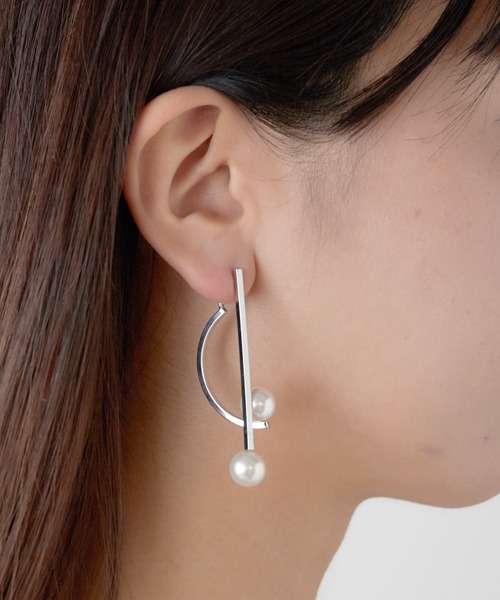 セール】2連 フックパールピアス 両耳（ピアス（両耳用