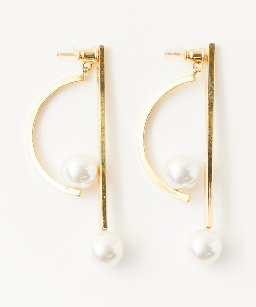 セール】2連 フックパールピアス 両耳（ピアス（両耳用