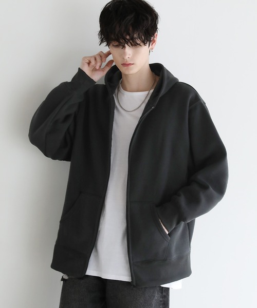 ASTRONOMY(アストロノミー)の「Buyer's select/裏起毛ヘビーウェイトビッグシルエットジップパーカー(パーカー・メンズ・チャコール/グリーン/ブラウン/グレー/ブラック・L/LL/M)」の2枚目の写真