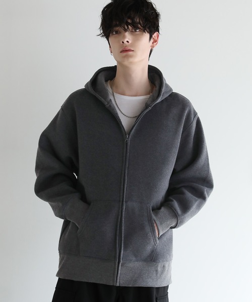 ASTRONOMY(アストロノミー)の「Buyer's select/裏起毛ヘビーウェイトビッグシルエットジップパーカー(パーカー・メンズ・チャコール/グリーン/ブラウン/グレー/ブラック・L/LL/M)」の13枚目の写真