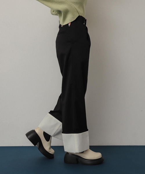 SENSE OF PLACE by URBAN RESEARCH(センスオブプレイスバイアーバンリサーチ)の「ワイドターンバックパンツ(その他パンツ・レディース・ブラック/カーキ/ベージュ・SMALL/MEDIUM)」の9枚目の写真