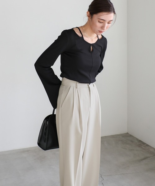MUSINSA STANDARD LADY'S_ハイウエストワイドスラックス_7色 GeeRA スラックス パンツ 美脚ストレッチセミワイドパンツ
