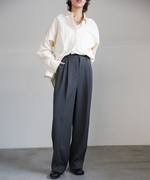 select MOCA(セレクトモカ)の「ハイウエストセンタープレススラックス(スラックス・レディース・アイボリー/ブラック/グレー/ダークベージュ・SMALL/MEDIUM/LARGE)」の11枚目の写真