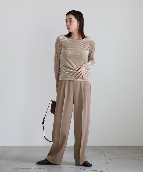 select MOCA(セレクトモカ)の「ハイウエストセンタープレススラックス(スラックス・レディース・アイボリー/ブラック/グレー/ダークベージュ・SMALL/MEDIUM/LARGE)」の8枚目の写真