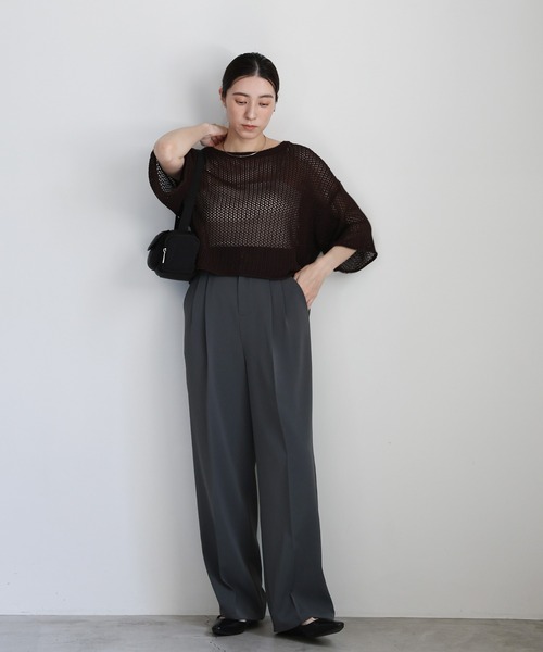 moca37 セール】ハイウエストセンタープレススラックス（スラックス）｜select