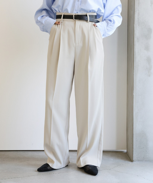 セール】ハイウエストセンタープレススラックス（スラックス）｜select