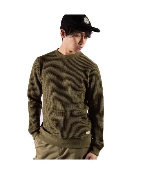 Foxfire(フォックスファイヤー)の「ヘビーワッフルクルー(スウェット・メンズ・ブラック/チャコール/エメラルド・M/L/XL)」の5枚目の写真