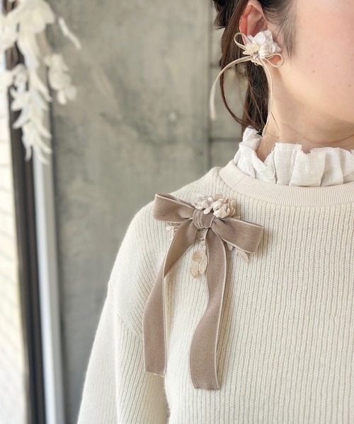 m.soeur（エムスール）の「ベルベットリボンのピアス（ピアス（両耳用）・レディース・ブラック/グレー/ホワイト/ピンク・FREE）」の8枚目の写真