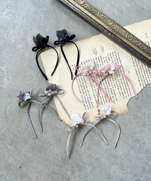 m.soeur（エムスール）の「ベルベットリボンのピアス（ピアス（両耳用）・レディース・ブラック/グレー/ホワイト/ピンク・FREE）」の9枚目の写真