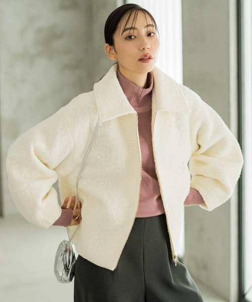 【セール】【WEB限定】フライス編みZIPブルゾン（ブルゾン）｜Droite lautreamont（ドロワットロートレアモン）