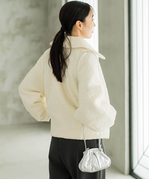 Droite lautreamont(ドロワットロートレアモン)の「【WEB限定】フライス編みZIPブルゾン(ブルゾン・レディース・ネイビー/オフホワイト・M)」の5枚目の写真
