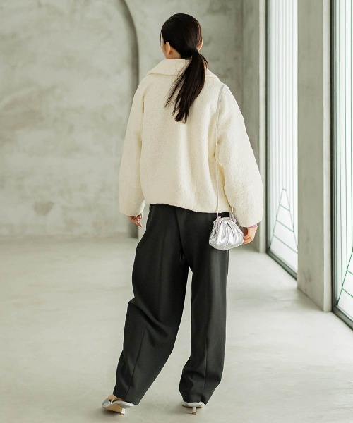 Droite lautreamont(ドロワットロートレアモン)の「【WEB限定】フライス編みZIPブルゾン(ブルゾン・レディース・ネイビー/オフホワイト・M)」の9枚目の写真