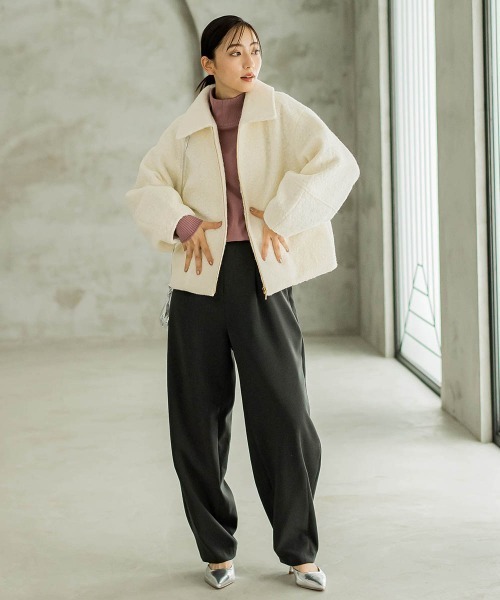 Droite lautreamont(ドロワットロートレアモン)の「【WEB限定】フライス編みZIPブルゾン(ブルゾン・レディース・ネイビー/オフホワイト・M)」の11枚目の写真