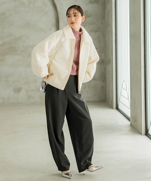Droite lautreamont(ドロワットロートレアモン)の「【WEB限定】フライス編みZIPブルゾン(ブルゾン・レディース・ネイビー/オフホワイト・M)」の12枚目の写真