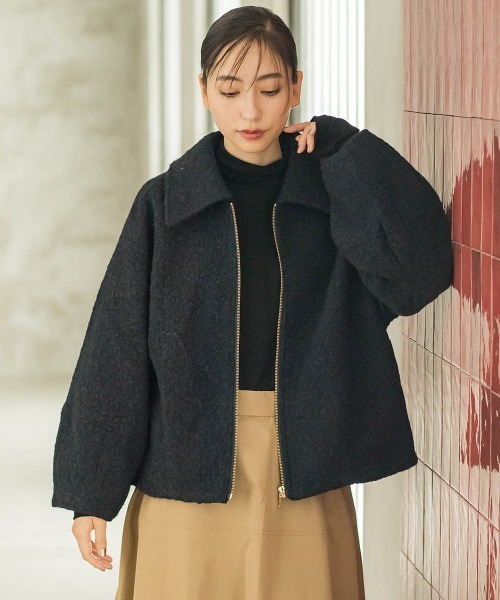 セール】【WEB限定】フライス編みZIPブルゾン（ブルゾン