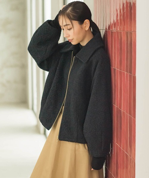 Droite lautreamont(ドロワットロートレアモン)の「【WEB限定】フライス編みZIPブルゾン(ブルゾン・レディース・ネイビー/オフホワイト・M)」の15枚目の写真