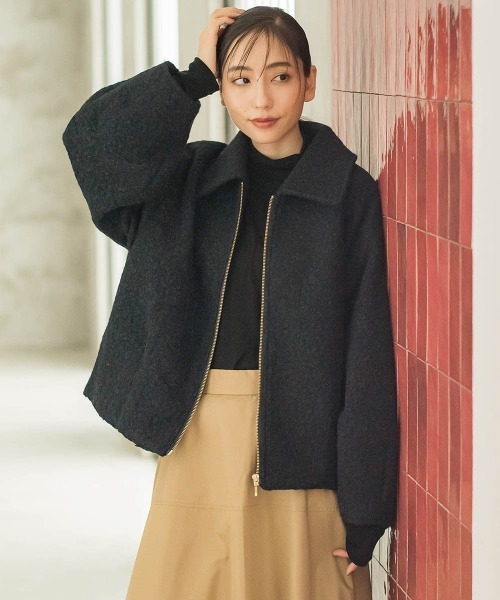 Droite lautreamont(ドロワットロートレアモン)の「【WEB限定】フライス編みZIPブルゾン(ブルゾン・レディース・ネイビー/オフホワイト・M)」の18枚目の写真