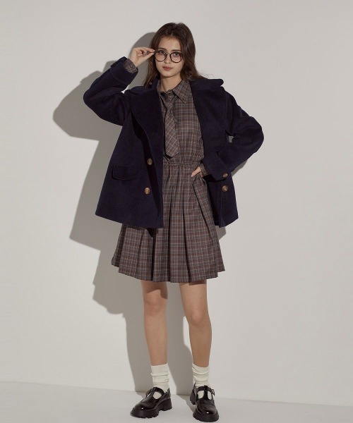 F i.n.t（フィント）の「ダブル釦Aラインピーコート/F&A/fint（ピーコート・レディース・ライトベージュ/モカ/ネイビー・FREE）」の22枚目の写真