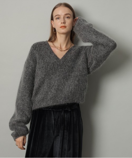 CADUNE（カデュネ）の「モヘア深Vセーター（ニット/セーター）」 - WEAR