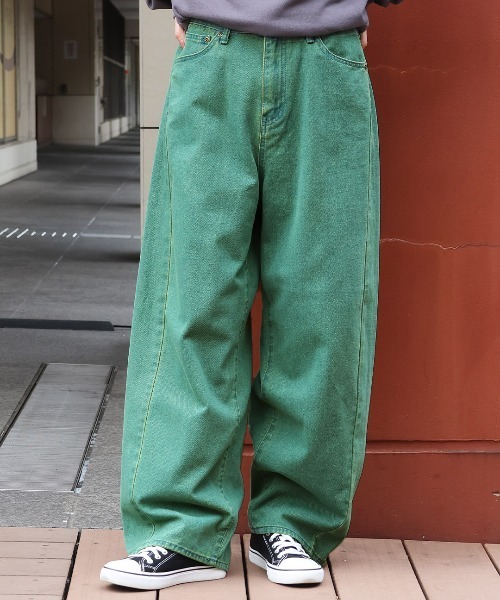チチカカ（チチカカ）の「バレルパンツ（デニムパンツ・レディース・グリーン/ブラウン/グレー・FREE）」の3枚目の写真