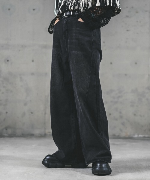 セール】Vintage wash wide flare denim pants / ビンテージ