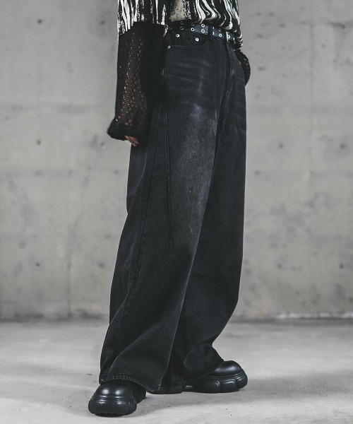 セール】Vintage wash wide flare denim pants / ビンテージ