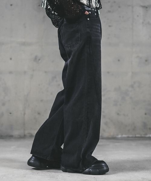 セール】Vintage wash wide flare denim pants / ビンテージ