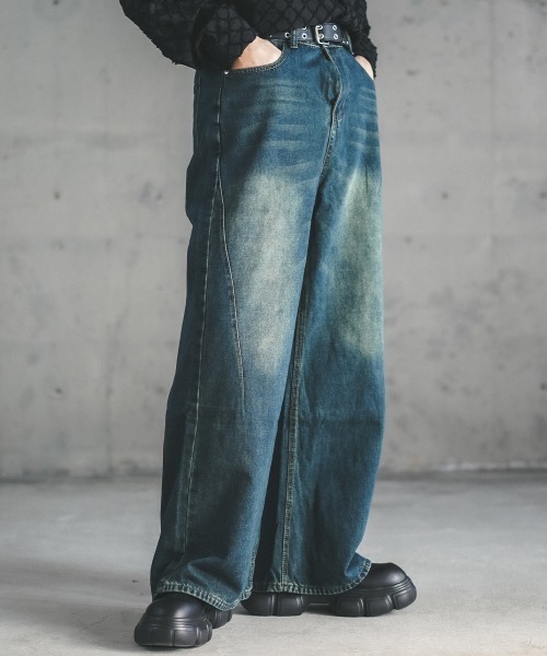 Shoowtime（ショウタイム）の「Vintage wash wide flare denim pants / ビンテージウォッシュワイドフレアデニムパンツ（デニムパンツ・メンズ・ブルー系/ブラック系・LARGE/MEDIUM/X-LARGE）」の18枚目の写真
