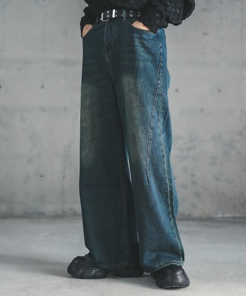 Shoowtime（ショウタイム）の「Vintage wash wide flare denim pants / ビンテージウォッシュワイドフレアデニムパンツ（デニムパンツ・メンズ・ブルー系/ブラック系・LARGE/MEDIUM/X-LARGE）」の20枚目の写真