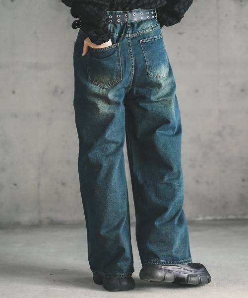 セール】Vintage wash wide flare denim pants / ビンテージ