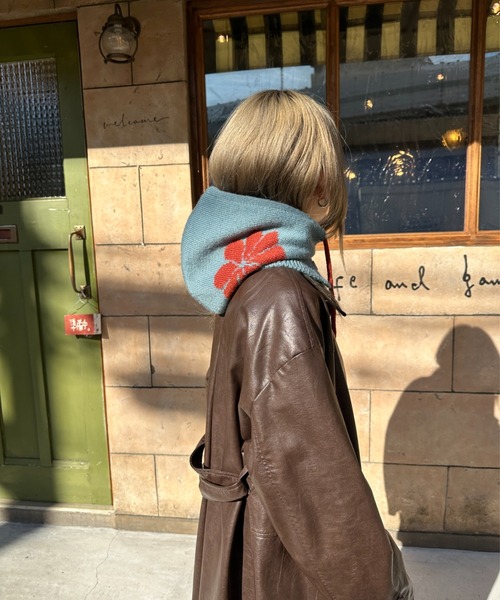 StyleSea（スタイルシー）の「花柄ニットバラクラバ（ニットキャップ/ビーニー・レディース・ホワイト/ブラック/マスタード/グレイッシュベージュ/サックスブルー・FREE）」の21枚目の写真