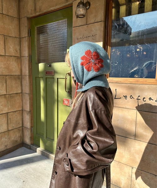 StyleSea（スタイルシー）の「花柄ニットバラクラバ（ニットキャップ/ビーニー・レディース・ホワイト/ブラック/マスタード/グレイッシュベージュ/サックスブルー・FREE）」の20枚目の写真