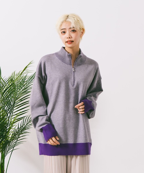 【ROUGH TRADE/ラフトレード】ダブルフェイスハーフZIPニット（ニット/セーター）｜ROUGH TRADE（ラフトレード）