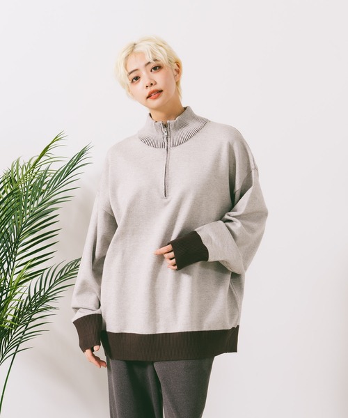 【ROUGH TRADE/ラフトレード】ダブルフェイスハーフZIPニット（ニット/セーター）｜ROUGH TRADE（ラフトレード）